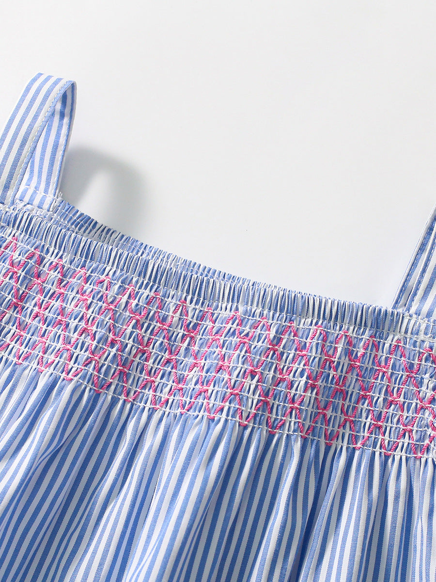 Summer Baby Kids Girls Top Striped Vest And Solid Color Shorts 2-Piece Clothing Set, MyKids-USA®, Baby & Toddler Outfits, MyKids-USA -  -  -  -  -  -  - 