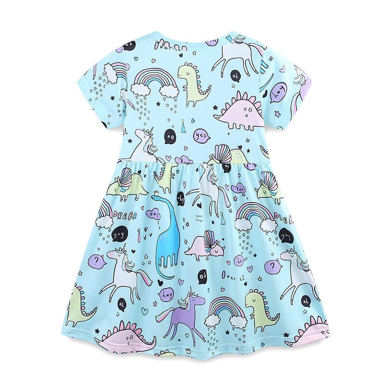 Summer Arrival Colorful Little Monsters Pattern Short Sleeves Dress for Stylish Girls, MyKids-USA®, Baby & Toddler Dresses, MyKids-USA -  -  -  -  -  -  - 