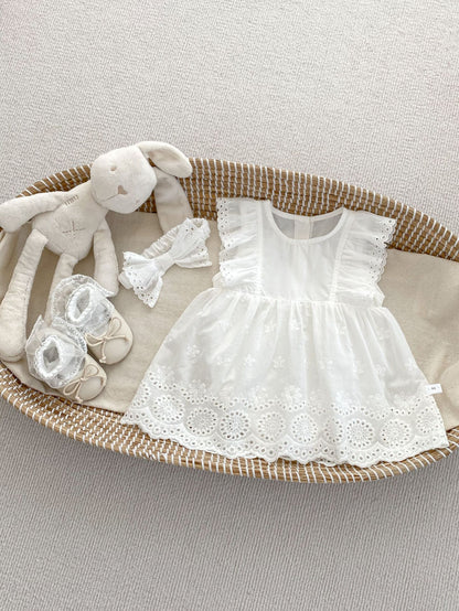 Design Summer Girls Floral Embroidered Hollow Out Short Sleeves Onesies Dress, MyKids-USA®, Baby & Toddler Dresses, MyKids-USA -  -  -  -  -  -  - 