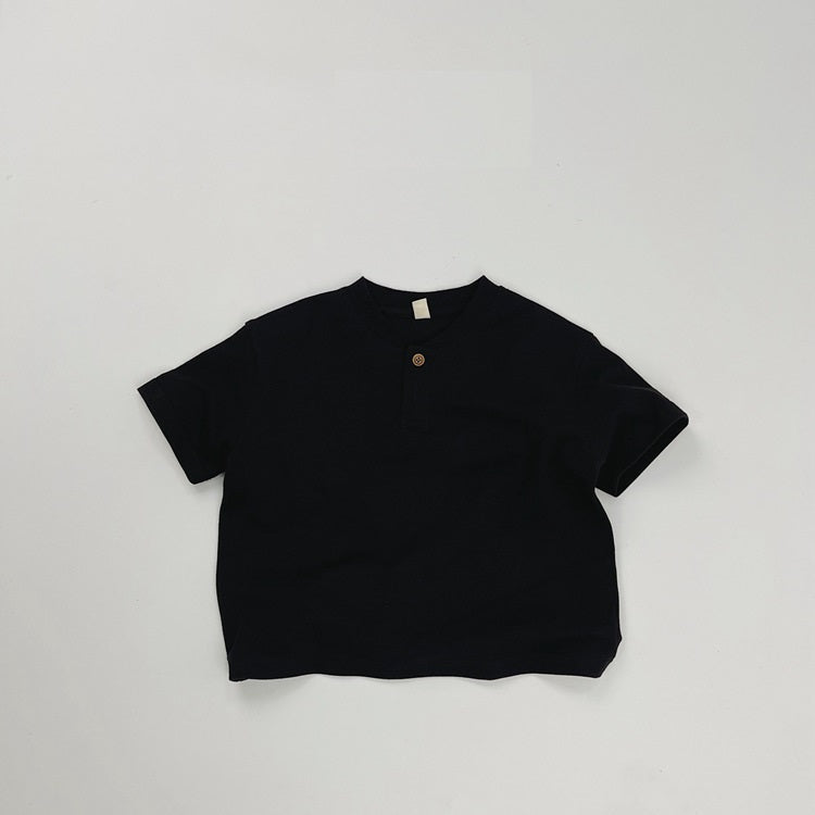 Summer Kids Unisex Minimalist and Versatile Short Sleeves V Neck Children’s Polo Shirt, MyKids-USA®, Polos, MyKids-USA - Size/Age - 80 (9-12M) - Color - Black -  -  - TR2505082230-B