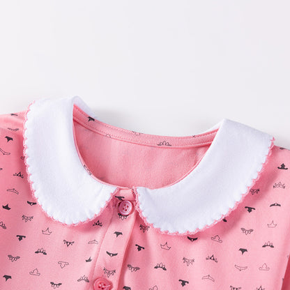 Autumn and Spring Arrival Geometric Pattern Long Sleeves Dress with Peter Pan Collar for Stylish Girls, MyKids-USA®, Baby & Toddler Dresses, MyKids-USA -  -  -  -  -  -  - 