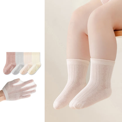 Spring and Summer Baby Kids Boys and Girls Breathable Letters and Geometric Pattern Socks Set