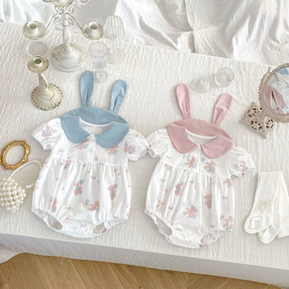 Summer Arrival Baby Girls Short Sleeves Thin Teddy Pattern Onesies, MyKids-USA®, Baby One-Pieces, MyKids-USA -  -  -  -  -  -  - 