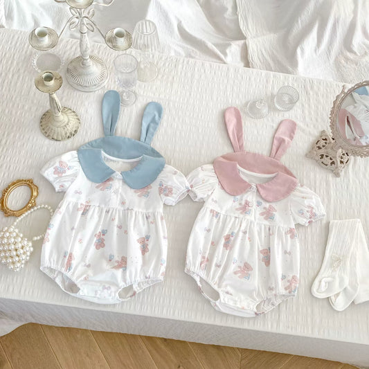 Summer Arrival Baby Girls Short Sleeves Thin Teddy Pattern Onesies, MyKids-USA®, Baby One-Pieces, MyKids-USA -  -  -  -  -  -  - 