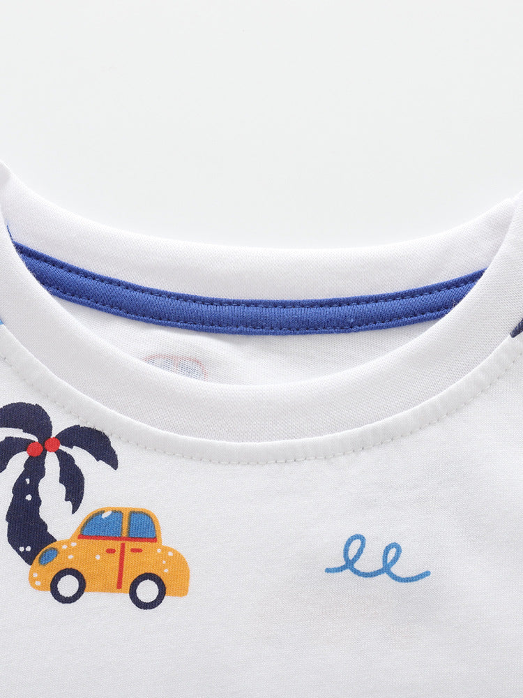 Arrival Summer Baby Kids Boys Short Sleeves Cartoon Pattern T-shirt and Shorts Clothing Set