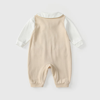 Autumn Hot Selling Baby Unisex Color Patchwork Single Breasted Rompers Bodysuits with Collar, MyKids-USA®, Baby One-Pieces, MyKids-USA -  -  -  -  -  -  - 