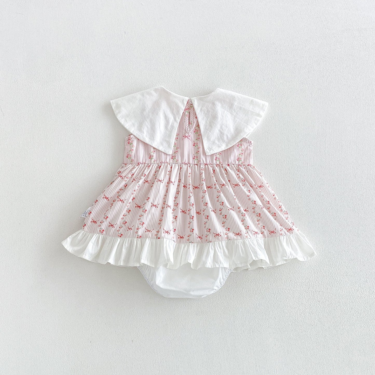 Design Summer Baby Kids Girls Sleeveless Flowers and Striped Pattern Bodysuit Dress