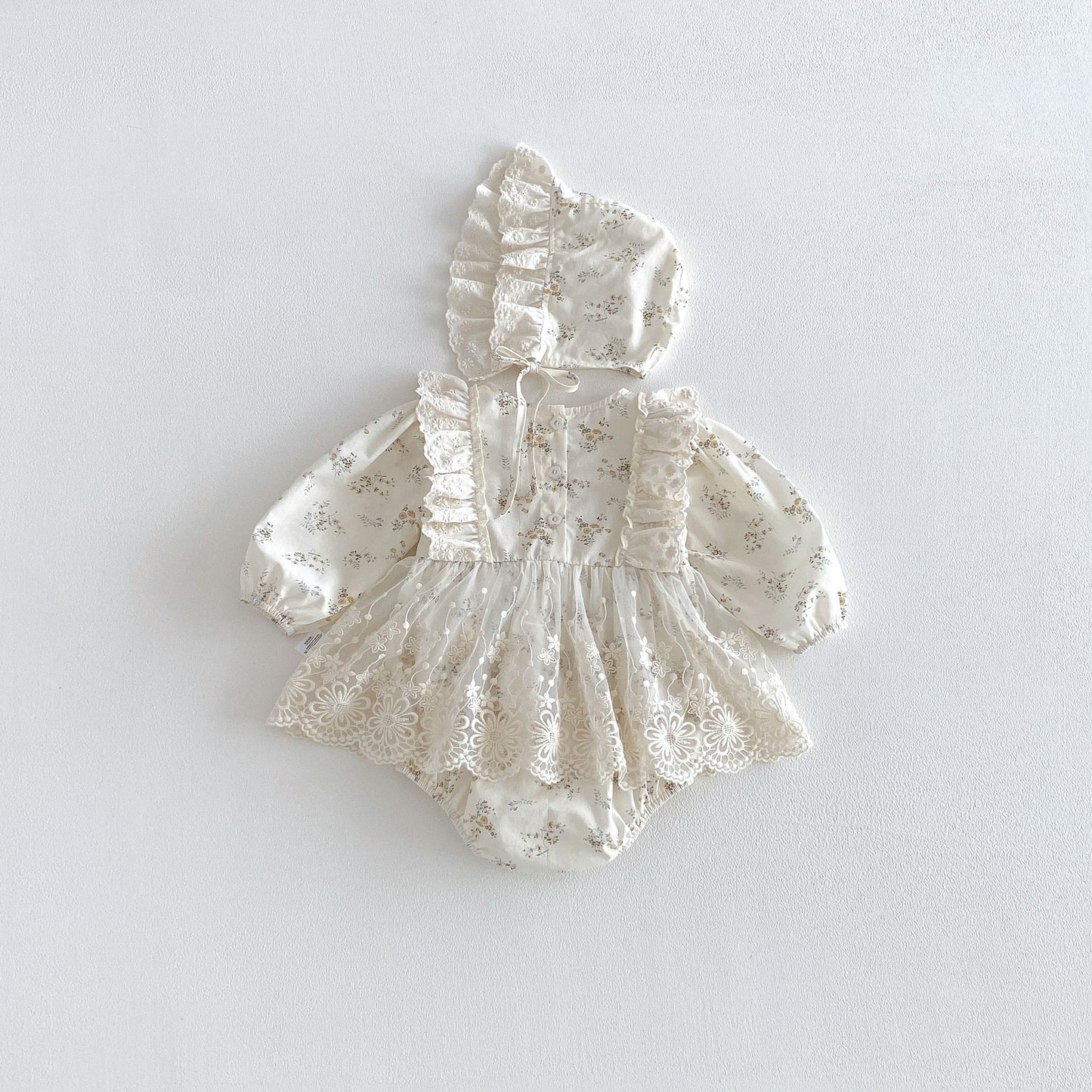 Spring Arrival Baby Girls Long Sleeves Tulle Decorated Floral Bodysuit, MyKids-USA®, Bodysuits, MyKids-USA -  -  -  -  -  -  - .