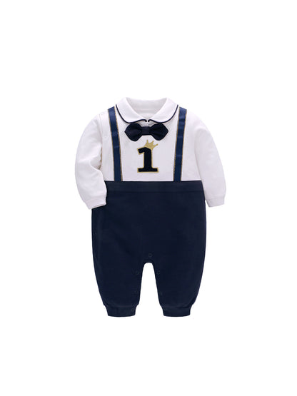 MyKids-USA® Autumn Arrival Baby Boys Long Sleeves Letters Pattern Color Patchwork Rompers