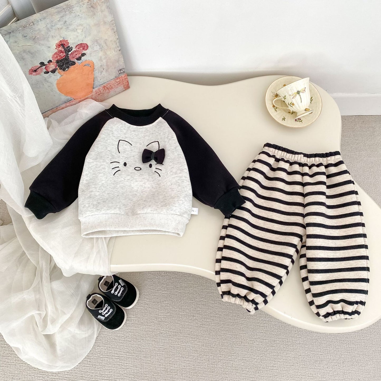 Winter and Autumn Baby Kids Girls Long Sleeves Cartoon Pattern Pullover and Striped Pants Clothing Set, MyKids-USA®, Baby & Toddler Outfits, MyKids-USA -  -  -  -  -  -  - 