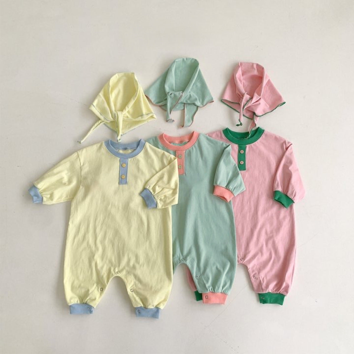 MyKids-USA® Autumn Arrival Baby Kids Long Sleeves Color Patchwork Rompers