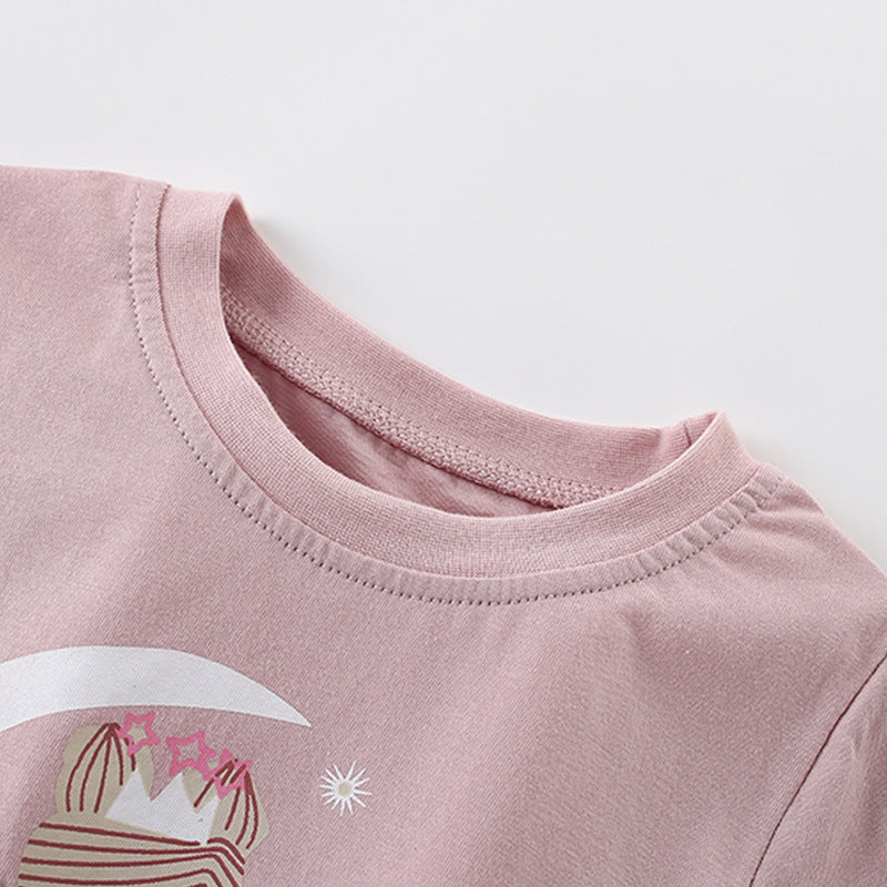 Summer Girls’ Fairy Cartoon Pattern Printed T-shirt in European and American Style, MyKids-USA®, Baby & Toddler Tops, MyKids-USA -  -  -  -  -  -  - 