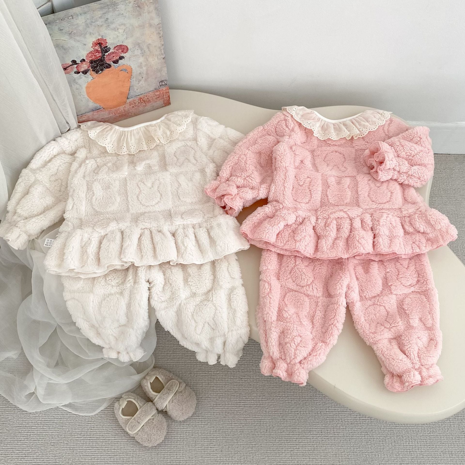 Winter Baby Kids Girls Long Sleeves Cute Rabbits Pattern Top and Pants Fluffy Warm Pajamas Clothing Set, MyKids-USA®, Pajamas, MyKids-USA -  -  -  -  -  -  - 