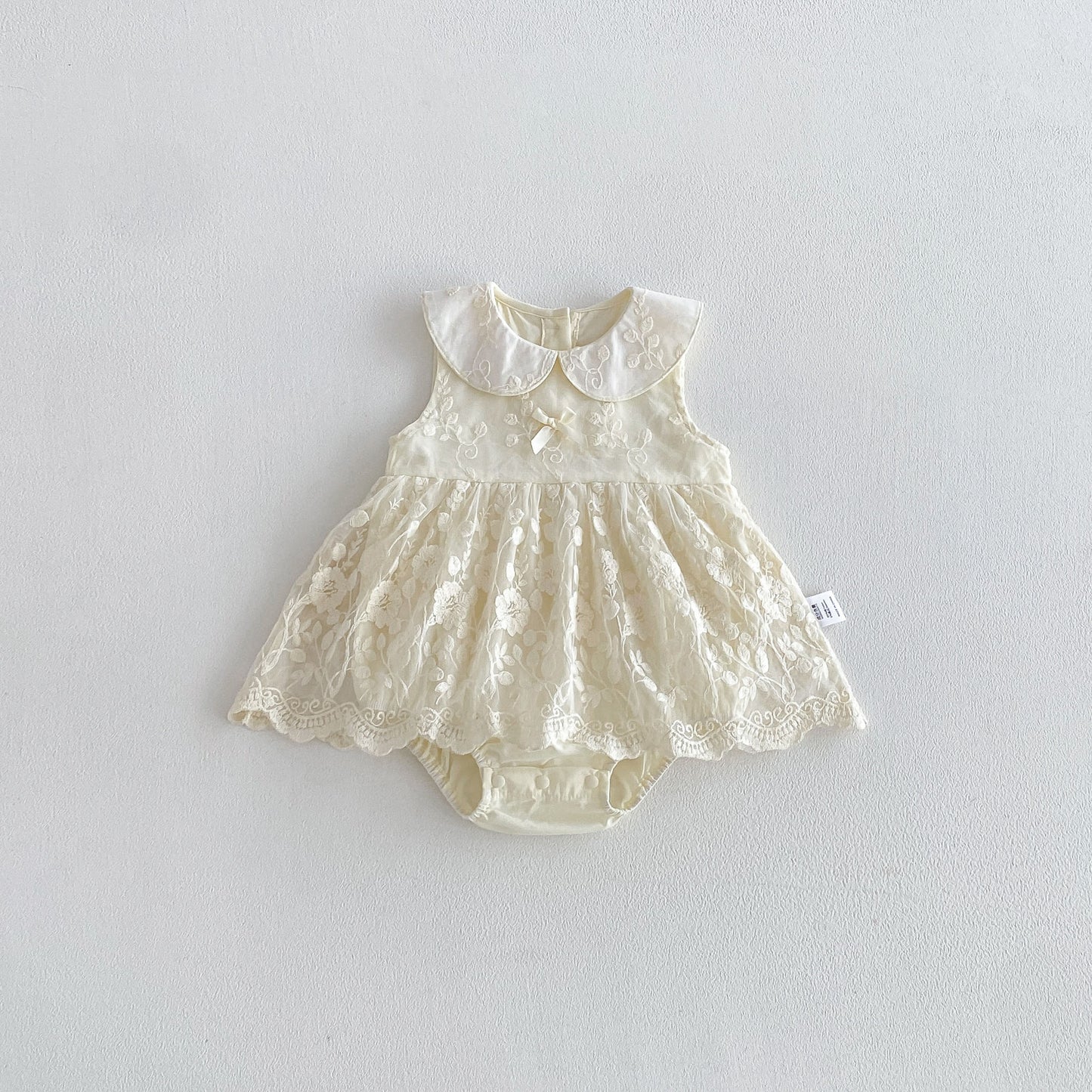 Design Summer Baby Kids Girls Sleeveless Flowers Embroidered Pattern Bodysuit Dress