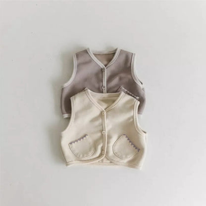 MyKids-USA® Autumn Baby Kids Plain Sleeveless Vest and Shorts Clothing Set