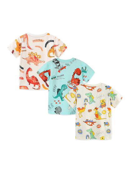 Summer Baby Kids Animals Cartoon Pattern T-shirt Clothing Set for Boys