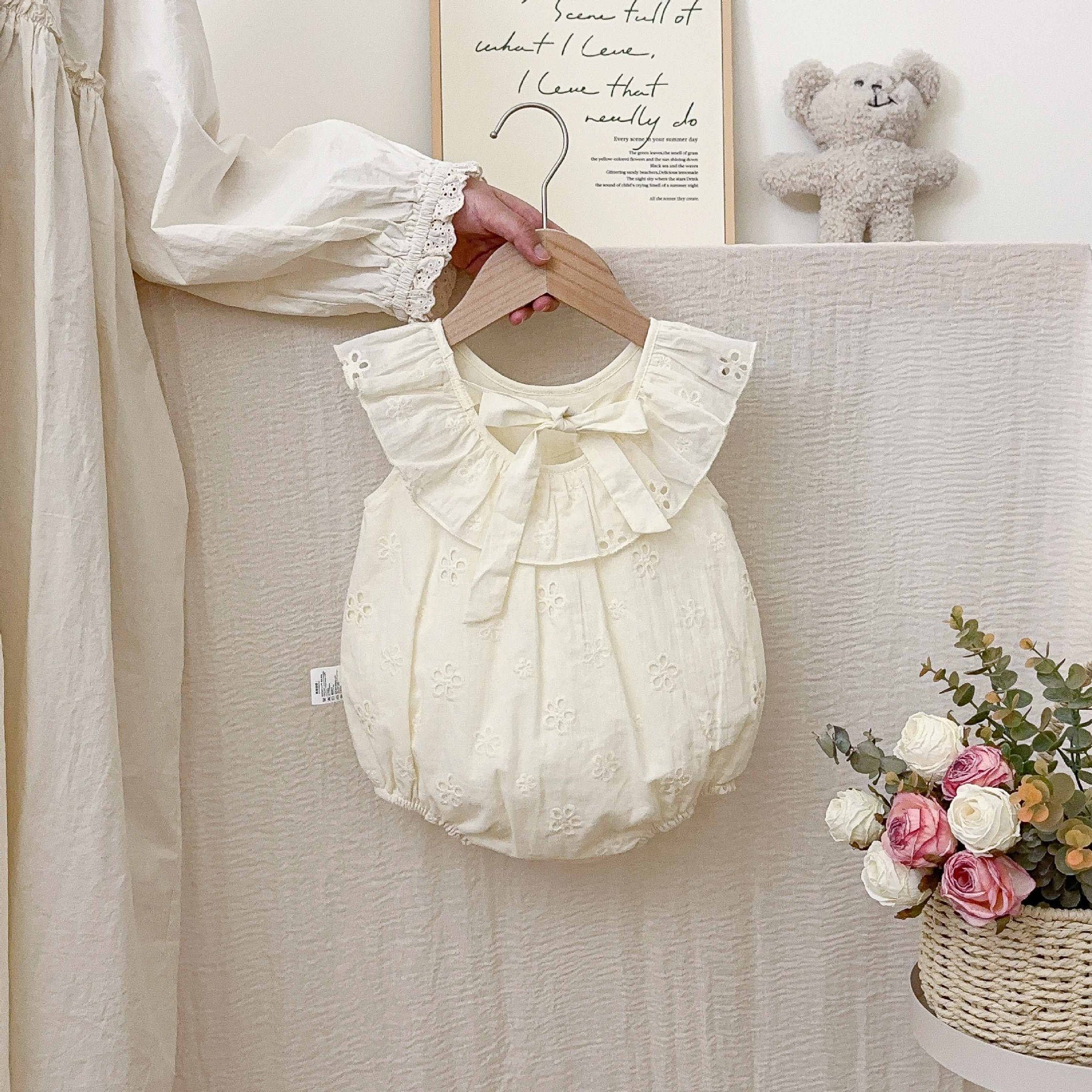 Summer Arrival Baby Girls Cute Solid Color Sleeveless Flowers Pattern Onesies with Collar, MyKids-USA®, Baby One-Pieces, MyKids-USA -  -  -  -  -  -  - 