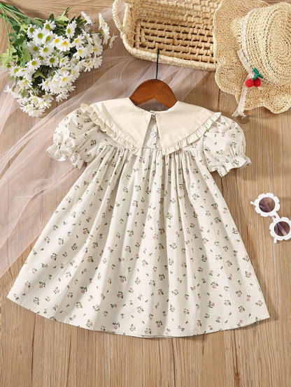 MyKids-USA® Summer Arrival Flowers Pattern Short Sleeves Dress for Stylish Girls