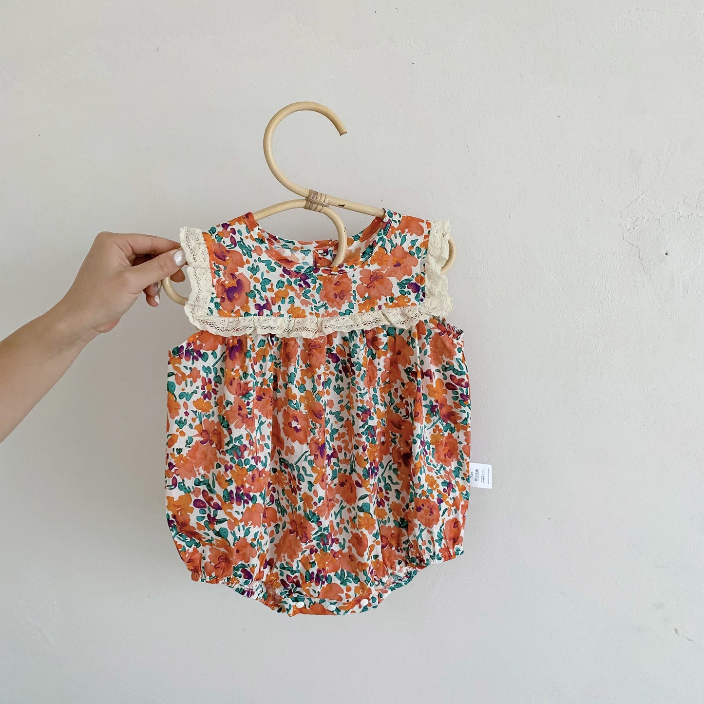 Summer New Design Baby Girls Oil Floral Sleeveless Crew Neck Onesies