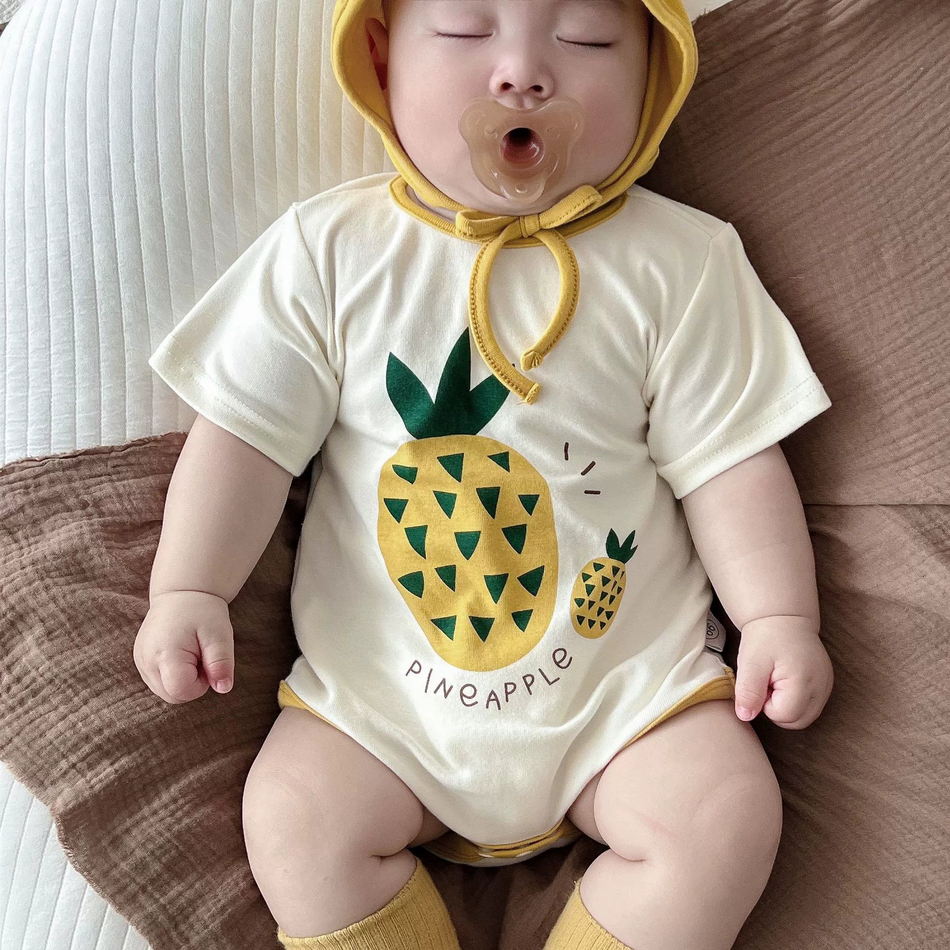 Summer Arrival Baby Unisex Pineapple and Letters Pattern Short Sleeves Onesies, MyKids-USA®, Baby One-Pieces, MyKids-USA -  -  -  -  -  -  - 