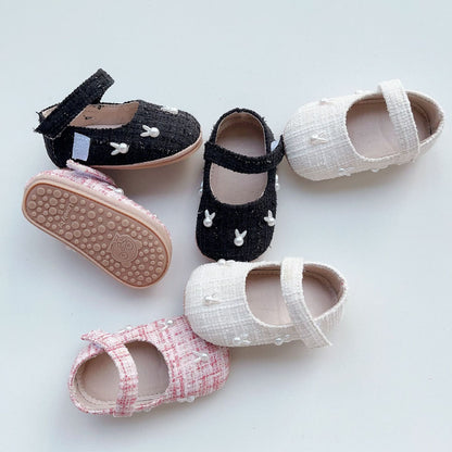 Spring Baby Girl Pearl Bunny Toddler Soft-Sole Anti-Slip Walking Shoes