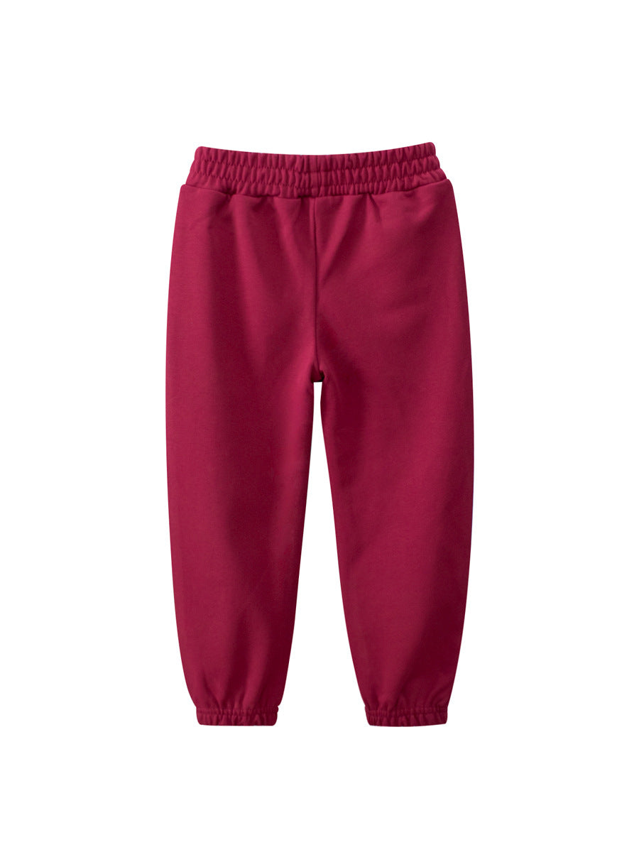 Children’s Spring Boys’ Solid Color Red Pants – Casual Kids Trousers