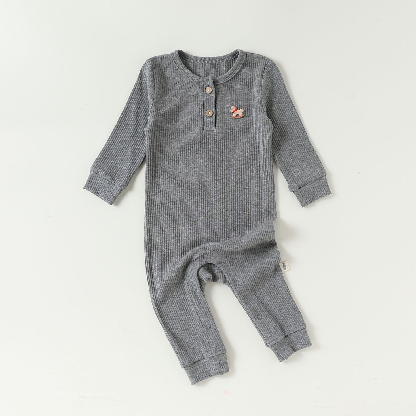 Spring Arrival Baby Unisex Long Sleeves Cartoon Horse Pattern Rompers, MyKids-USA®, Baby One-Pieces, MyKids-USA - Size/Age - 66 (3-6M) - Color - Grey -  -  - TR2602021414-C.