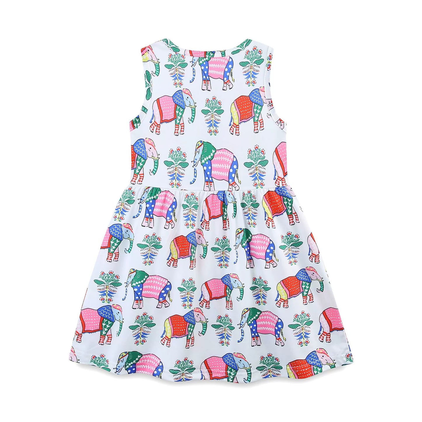 Summer Arrival Colorful Flowers and Elephants Pattern Sleeveless Crew Neck Dress for Stylish Girls, MyKids-USA®, Baby & Toddler Dresses, MyKids-USA -  -  -  -  -  -  - 