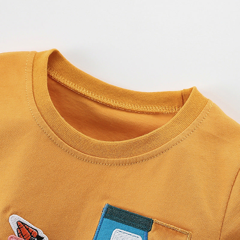 Summer Arrival Boys’ Tractor Cartoon Pattern T-shirt in European and American Style, MyKids-USA®, T-Shirts, MyKids-USA -  -  -  -  -  -  - 