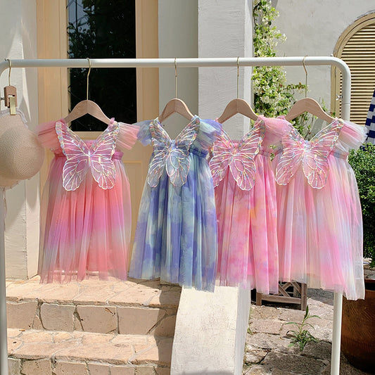 Summer Baby Kids Girls Gradient Fly Sleeves Butterfly Design Mesh Princess Dress, MyKids-USA®, Baby & Toddler Dresses, MyKids-USA -  -  -  -  -  -  - 
