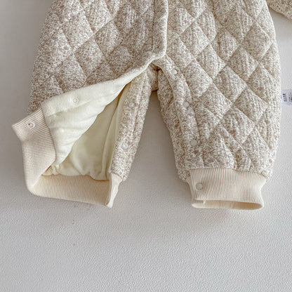 Winter Arrival Baby Girls Long Sleeves Floral and Argyle Pattern Fleece-line Warm Rompers, MyKids-USA®, Baby One-Pieces, MyKids-USA -  -  -  -  -  -  - 