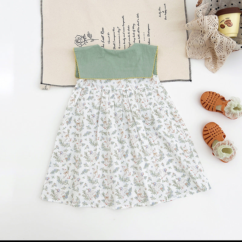 Summer Baby Kids Girls Sleeveless Flowers and Animals Pattern Embroidered Dress, MyKids-USA®, Baby & Toddler Dresses, MyKids-USA -  -  -  -  -  -  - 