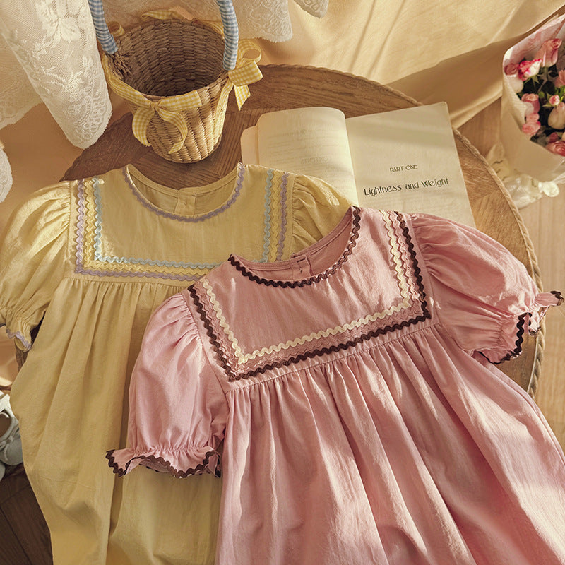 Summer Arrival Baby Girls Short Sleeves Colorful Lace Trim Pattern Dress, MyKids-USA®, Baby & Children's Dresses, MyKids-USA -  -  -  -  -  -  - .