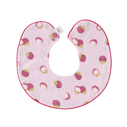 Adorable Fruits Printed Pattern Snap-on Round Shaped Bib, MyKids-USA®, Bibs, MyKids-USA - Size/Age - S (0-1Y) - Color - Pink -  -  - TR2605202216-C.