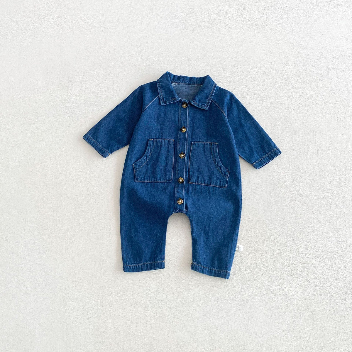MyKids-USA® Autumn Arrival Baby Unsiex Long Sleeves Casual Turn-down Collar Denim Rompers