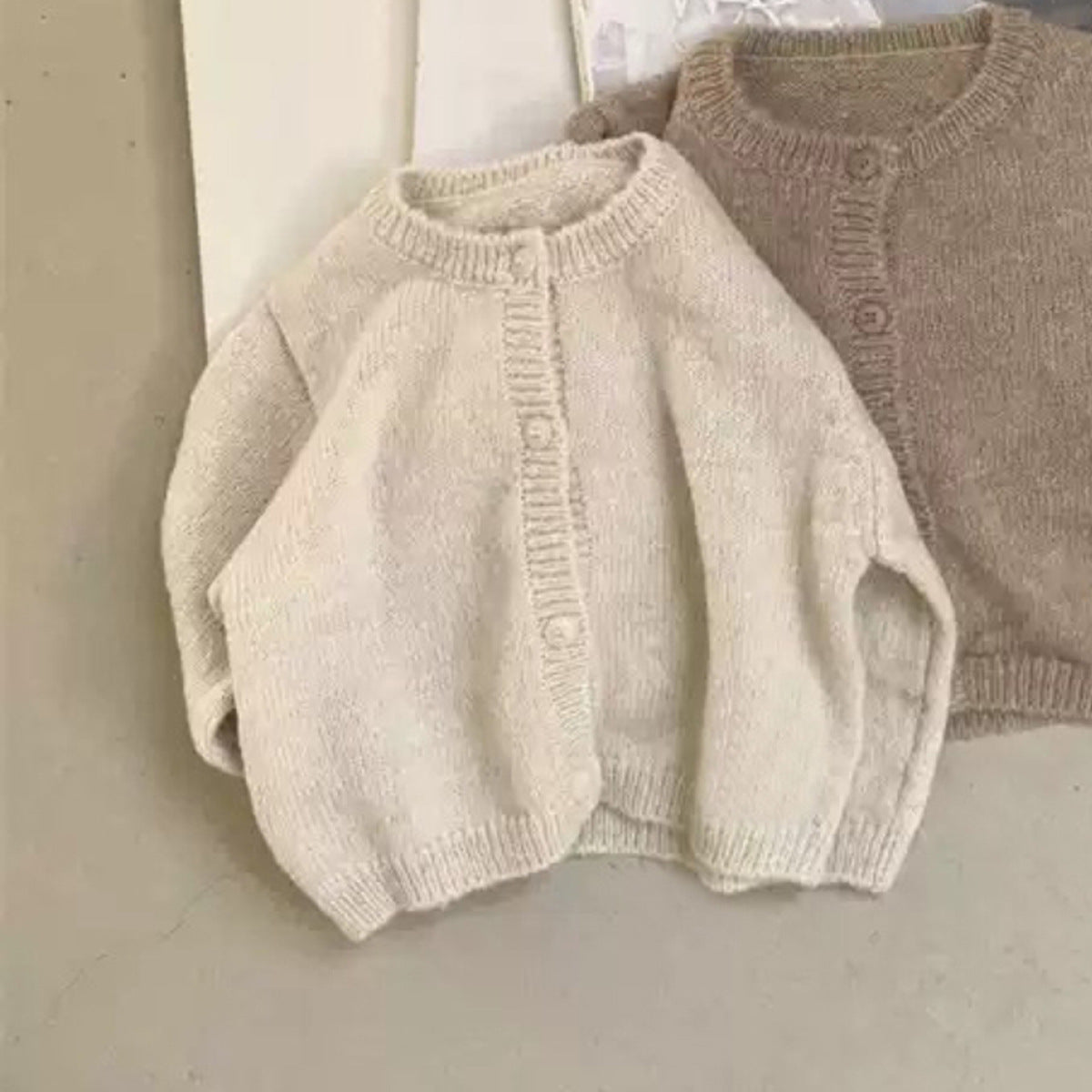 Arrival Spring and Autumn Baby Kids Unisex Solid Color Knitted Cardigan Sweater, MyKids-USA®, Cardigans, MyKids-USA - Size/Age - 73 (6-9M) - Color - Apricot -  -  - TR2601261632-A.