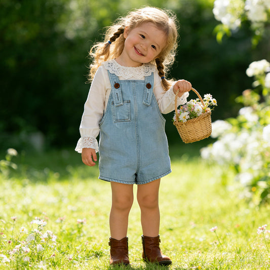 Summer and Spring Arrival Baby Unisex Solid Color Denim Sleeveless Bodysuit Overalls