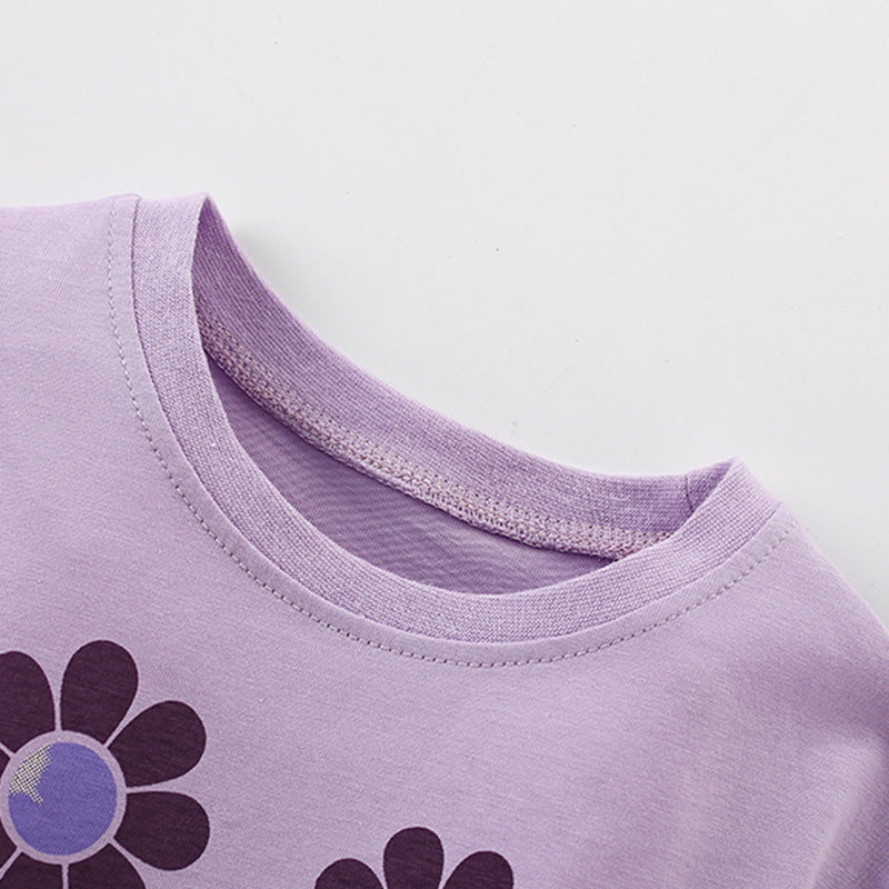 Summer Arrival Girls’ Flowers Cartoon Pattern T-shirt in European and American Style, MyKids-USA®, Baby & Toddler Tops, MyKids-USA -  -  -  -  -  -  - 