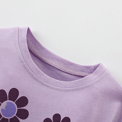 Summer Arrival Girls’ Flowers Cartoon Pattern T-shirt in European and American Style, MyKids-USA®, Baby & Toddler Tops, MyKids-USA -  -  -  -  -  -  - 
