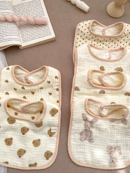 Adorable Cartoon U-Shaped Cotton Drool Cloth Muslin Bib