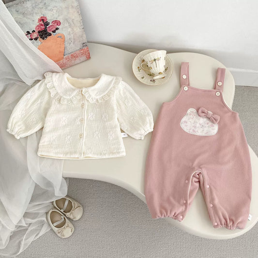 Spring and Autumn Baby Kids Girls Geometric Pattern Long Sleeves Warm Top and Sleeveless Rompers Overalls, MyKids-USA®, Baby & Toddler Outfits, MyKids-USA -  -  -  -  -  -  - 