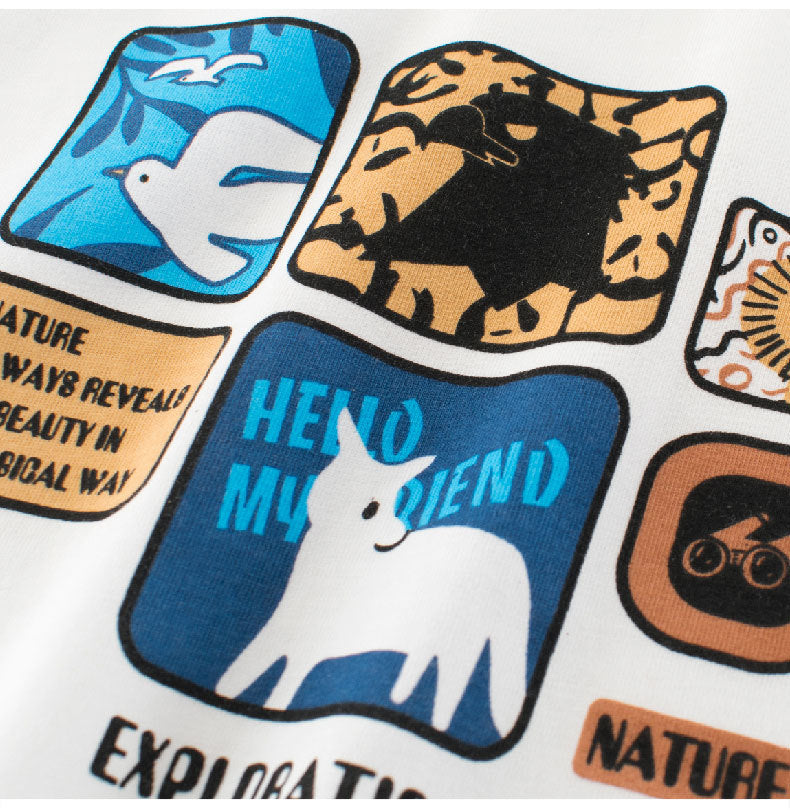 Summer Boys’ Animals Cartoon and Letters Pattern T-shirt in European and American Style, MyKids-USA®, Baby & Toddler Tops, MyKids-USA -  -  -  -  -  -  - 