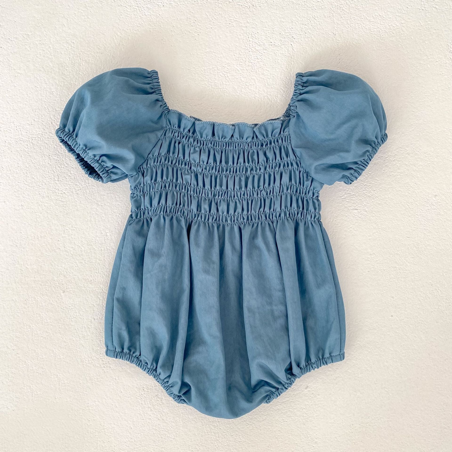 Summer Girls Solid Color Square Neck Short Sleeves Onesies and Dress – Princess Sister Matching Set, MyKids-USA®, Baby & Children's Outfits, MyKids-USA - Size/Age - 66 (3-6M) - Color - Light Blue -  -  - TR2604111224-B.