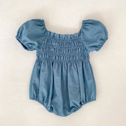 Summer Girls Solid Color Square Neck Short Sleeves Onesies and Dress – Princess Sister Matching Set, MyKids-USA®, Baby & Children's Outfits, MyKids-USA - Size/Age - 66 (3-6M) - Color - Light Blue -  -  - TR2604111224-B.