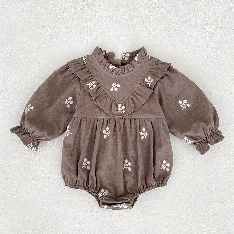 Arrival Spring and Autumn Flowers Embroidered Pattern Baby Kids Girls Onesies and Dress – Princess Sister Matching Set