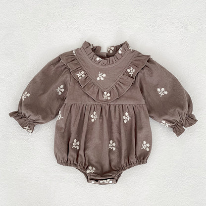 Arrival Spring and Autumn Flowers Embroidered Pattern Baby Kids Girls Onesies and Dress – Princess Sister Matching Set