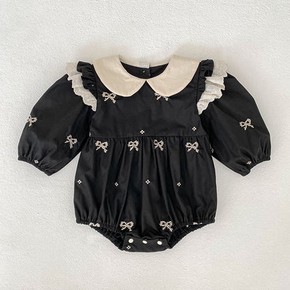 Autumn Baby Kids Girls Butterfly-bows Pattern Long-sleeved Black Onesies and Dress – Princess Sister Matching Set, MyKids-USA®, Baby & Toddler Dresses, MyKids-USA - Size/Age - 66 (3-6M) - Color - Black -  -  - TR2509182209-A