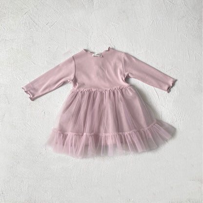 MyKids-USA® Autumn Tulle Patchwork Baby Kids Girls Princess Long Sleeves Dress