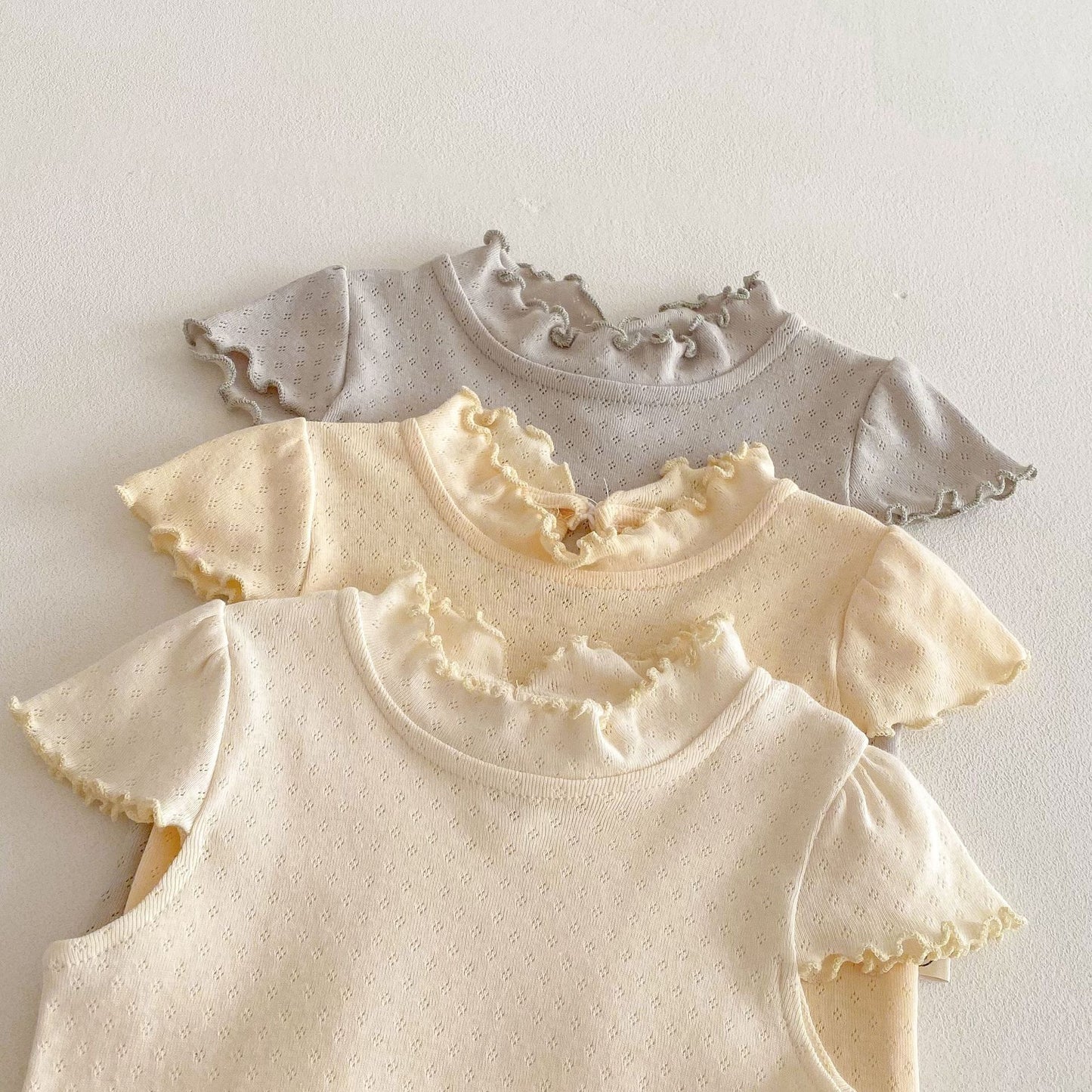 Summer Arrival Baby Kids Girls Cute Solid Color Hollow-out Pattern Fly Sleeves Top, MyKids-USA®, Baby & Toddler Tops, MyKids-USA -  -  -  -  -  -  - 