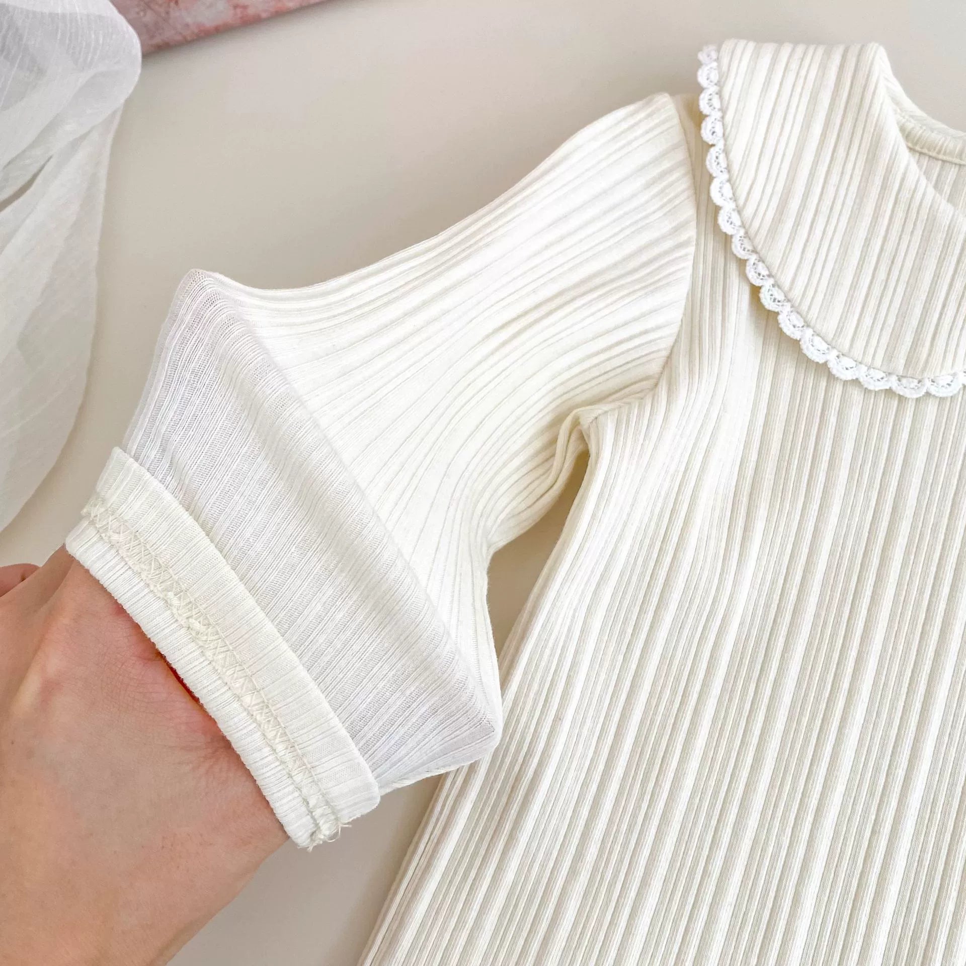 Autumn Arrival Baby Girls Solid Color Long Sleeves Striped Pattern Top with Collar, MyKids-USA®, Baby & Toddler Tops, MyKids-USA -  -  -  -  -  -  - 